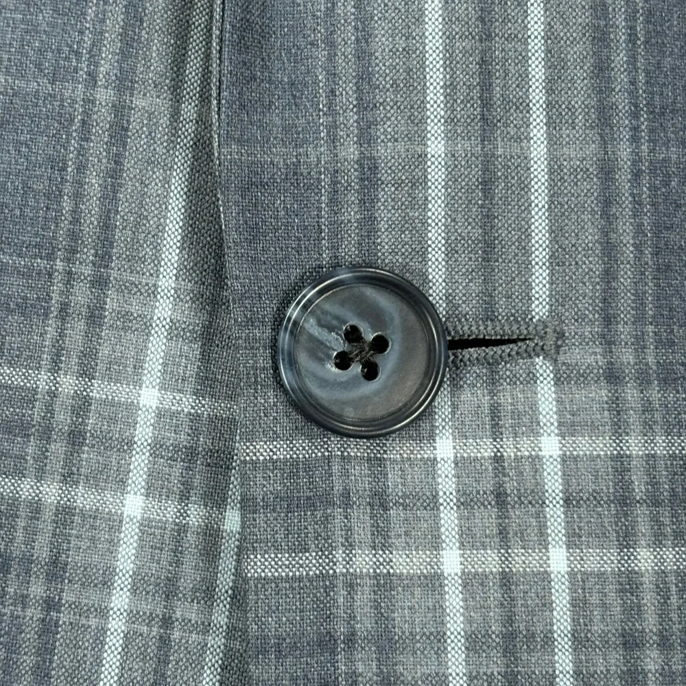 Joseph Abboud Loro Piana Super 110s Blazer Mens 40R Blue Gray Plaid‎ Wool USA